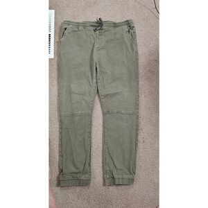 QONIQ Jogger Mens Olive Green Twill‎ Elastic Waist Drawstring Pants Size 32